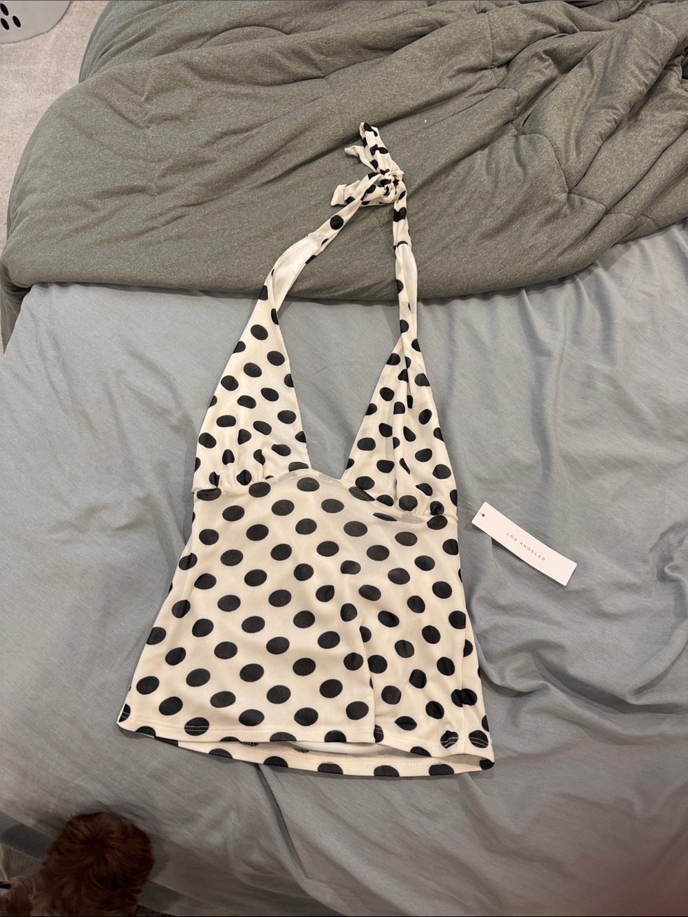 Timing Black & White Polka Dot Halter Camisole Top
